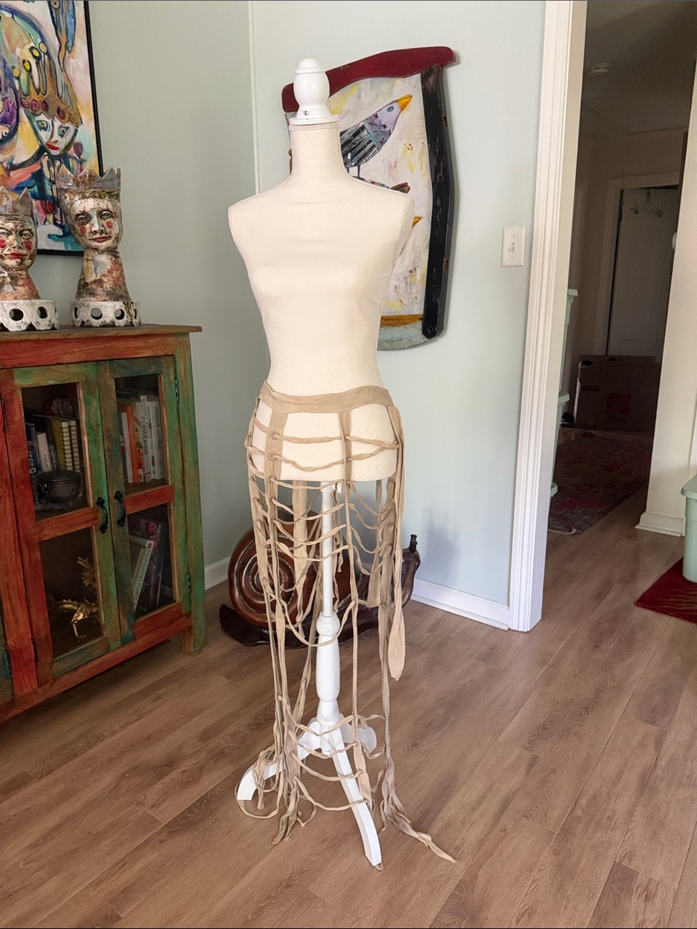 Magnolia Pearl Beige Fringe Lattice Skirt Cover cage skirt